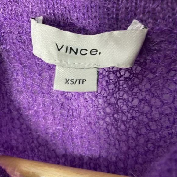 Vince Brushed Mohair Polo Sweater in Violet Purple – Size XS - Picture 3 of 9